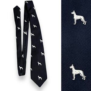 Vintage Reis of New Haven Neck Tie All Over Dog Print Dalmation? Navy Preppy